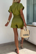 VIOLET - LINNEN BLEND WRAP ROMPER - SUMMER ONE PIECE