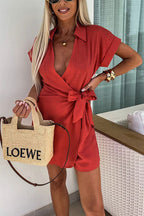 VIOLET - LINNEN BLEND WRAP ROMPER - SUMMER ONE PIECE