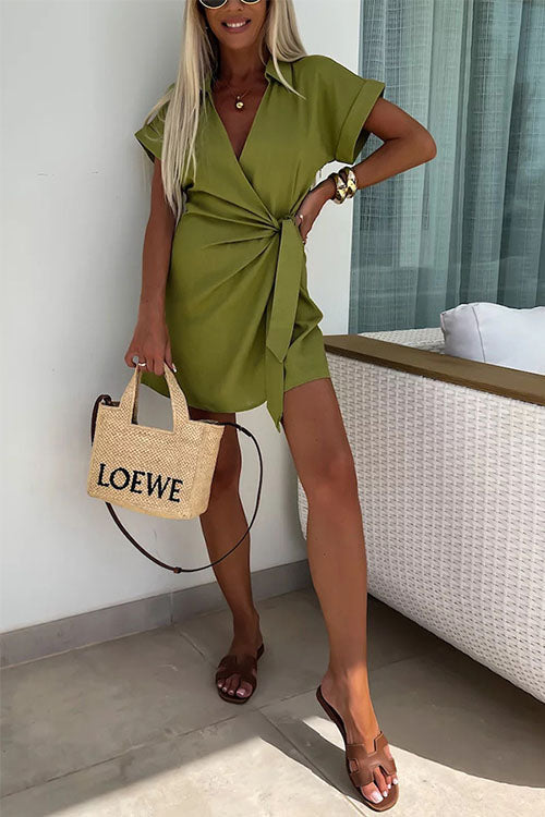 VIOLET - LINNEN BLEND WRAP ROMPER - SUMMER ONE PIECE