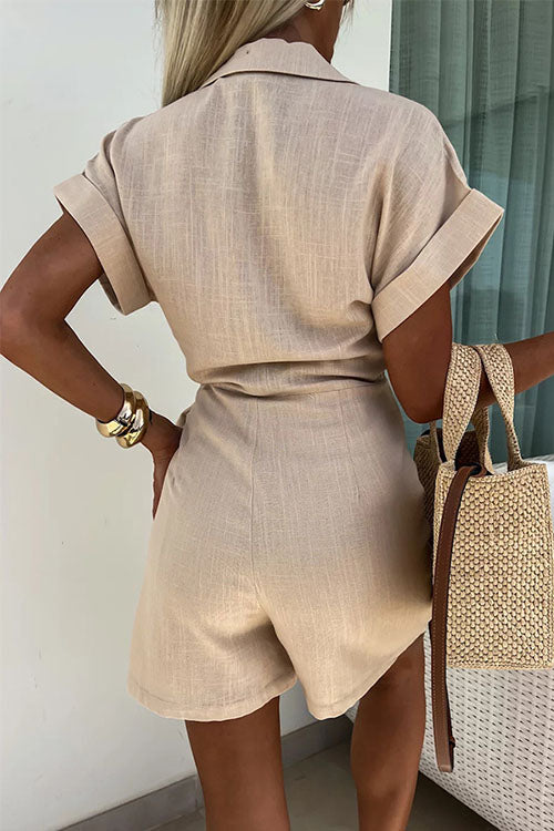 VIOLET - LINNEN BLEND WRAP ROMPER - SUMMER ONE PIECE