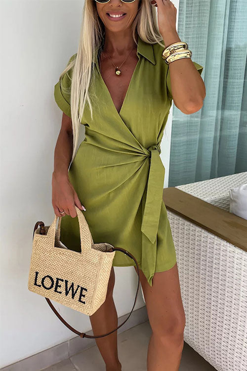 VIOLET - LINNEN BLEND WRAP ROMPER - SUMMER ONE PIECE