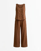 Terra | Button Tank & Wide-Leg Trousers Set