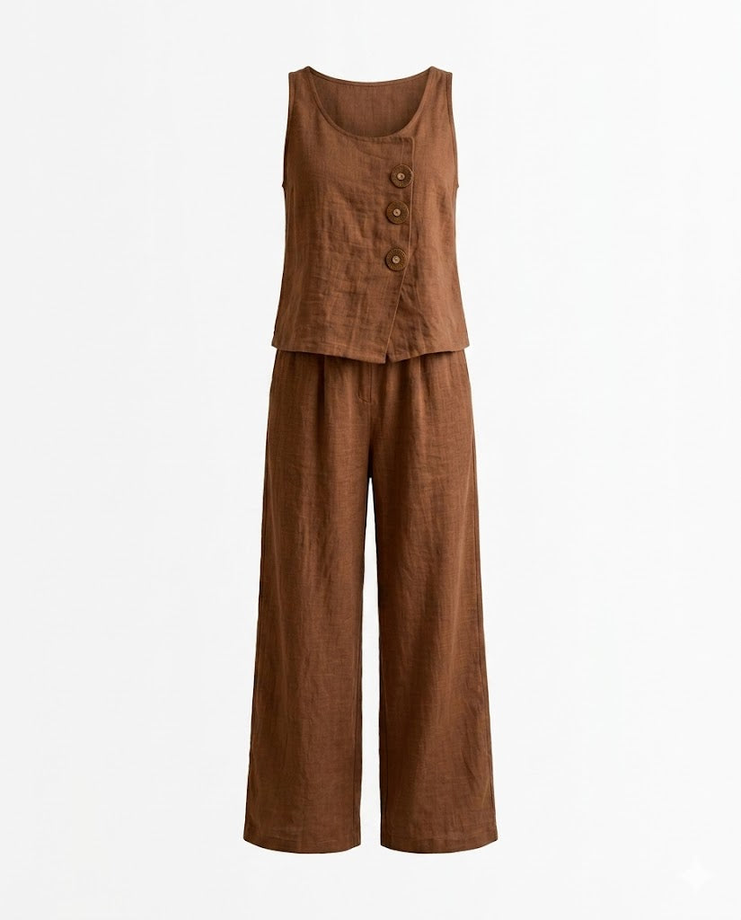 Terra | Button Tank & Wide-Leg Trousers Set
