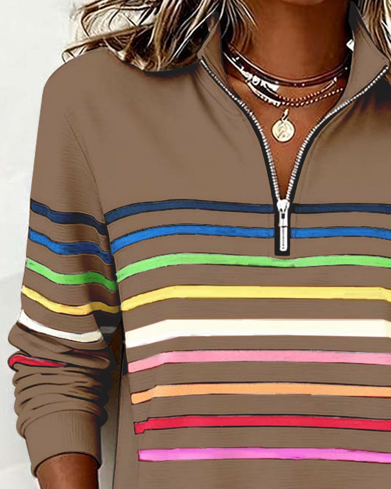 Maya™ | Striped Half-Zip Sweatshirt