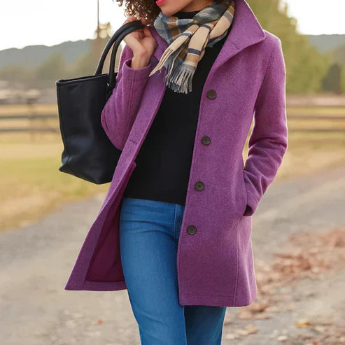 Galyra™ | Classic Buttoned Mid-Length Coat
