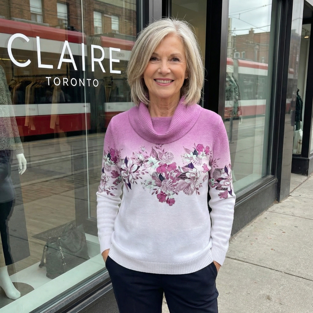 Amalia™ | Soft Neck Floral Sweater