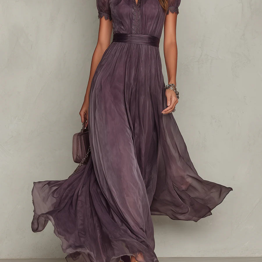 Vivienne | Lace Trim Maxi Dress