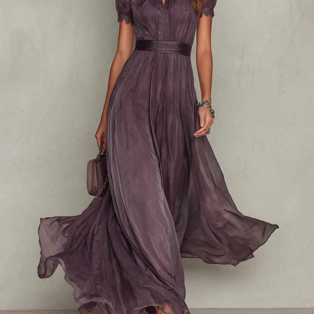Vivienne | Lace Trim Maxi Dress