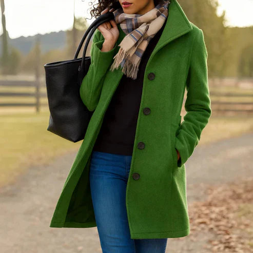 Galyra™ | Classic Buttoned Mid-Length Coat