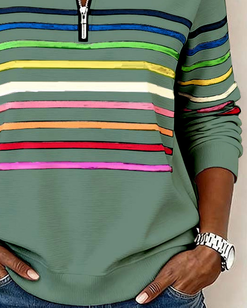 Maya™ | Striped Half-Zip Sweatshirt