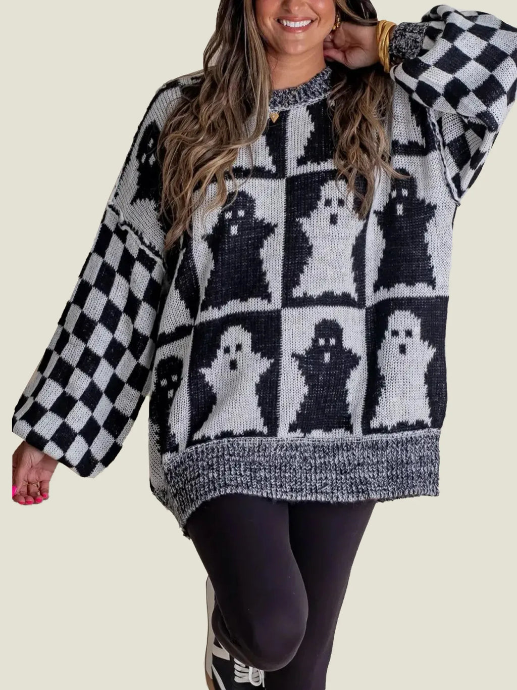 Madeline™ | Checkered Knit Sweater