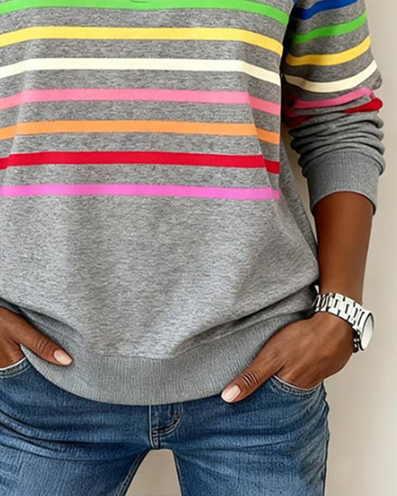 Maya™ | Striped Half-Zip Sweatshirt