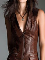 CHLOE - CHOCOLATE BROWN MINI DRESS WITH UTILITY POCKETS
