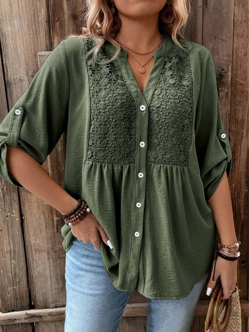 Noor™ | V-Neck Blouse With Buttons