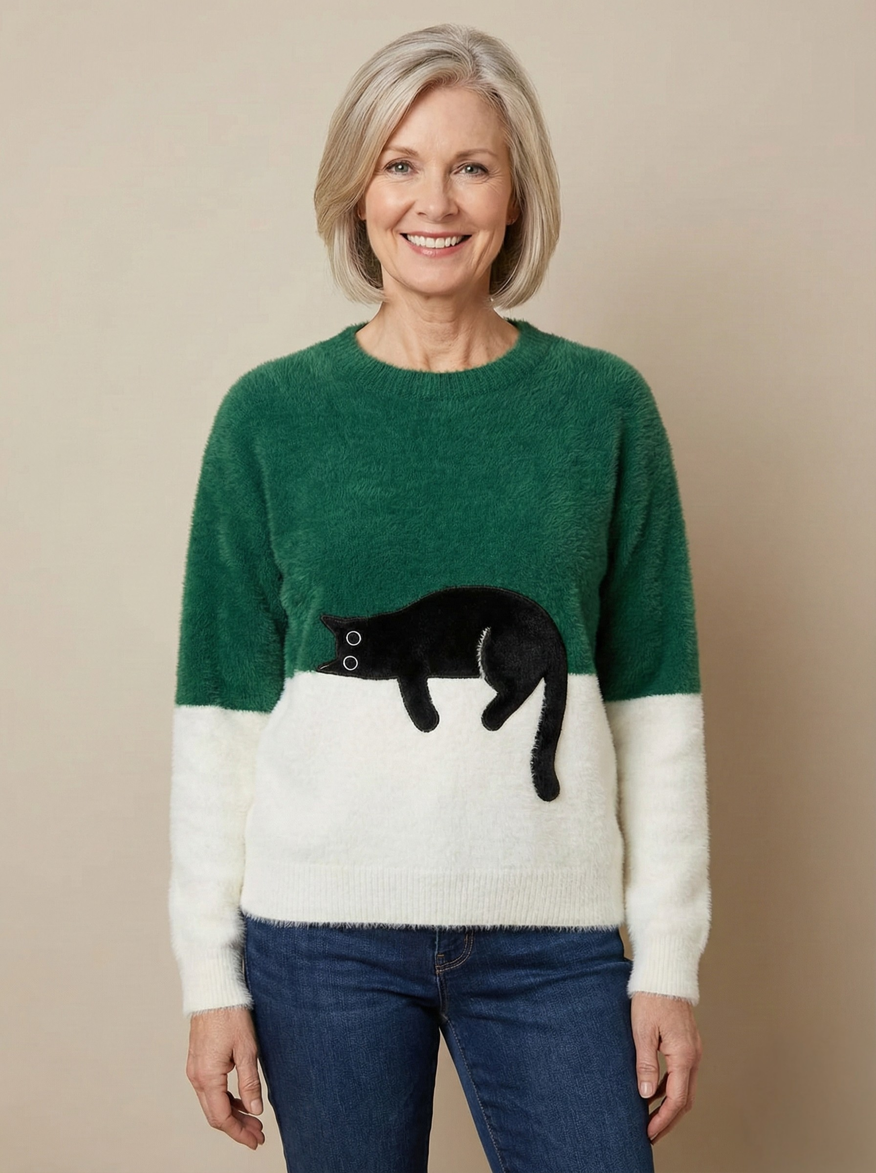 Catherine™ | Sweatshirt With Cat Graphic