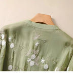 Emlily™ | Cotton Top With Embroidered Flowers