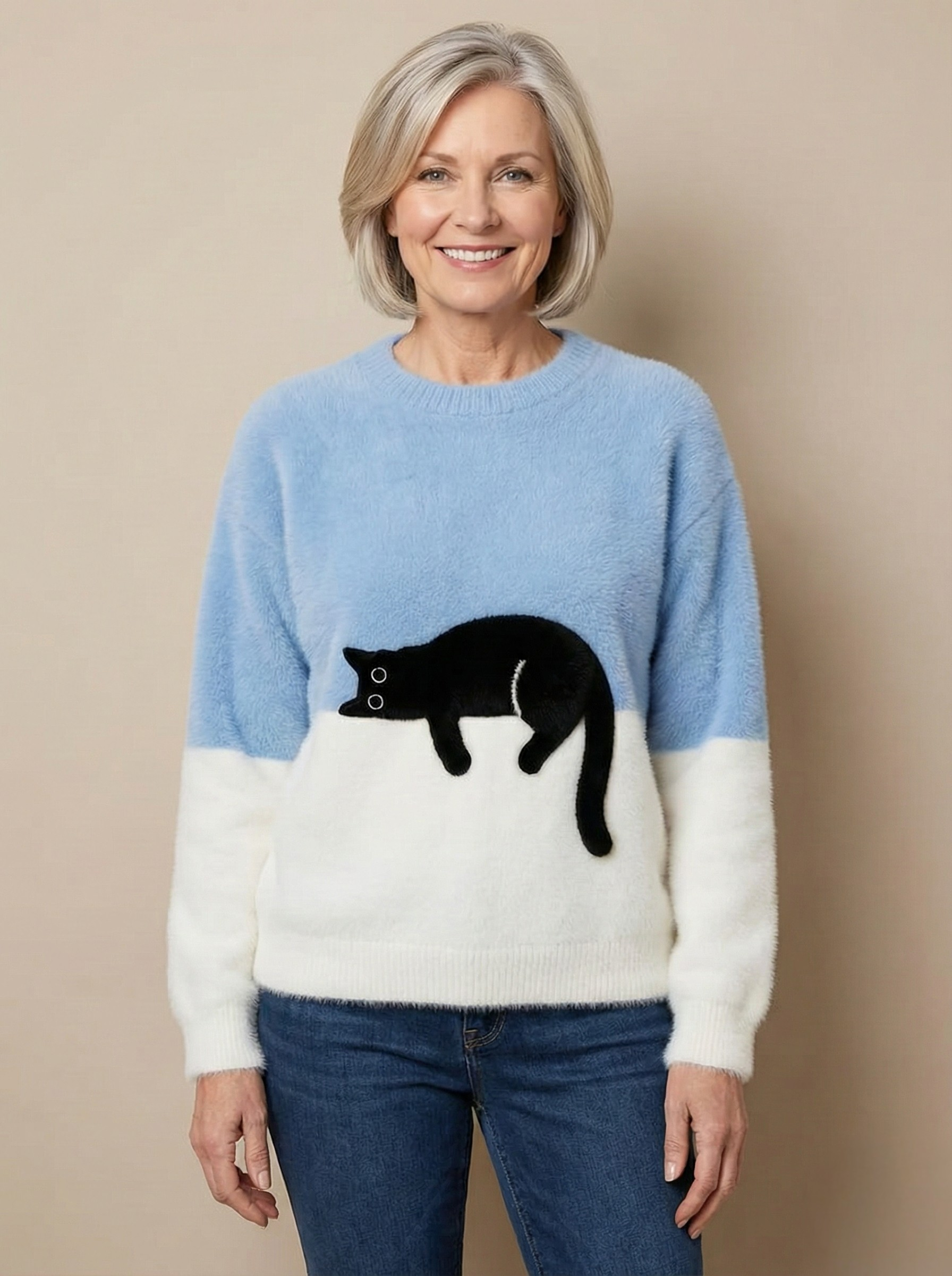 Catherine™ | Sweatshirt With Cat Graphic