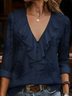 Lila™ | V-Neck Long Sleeve Top