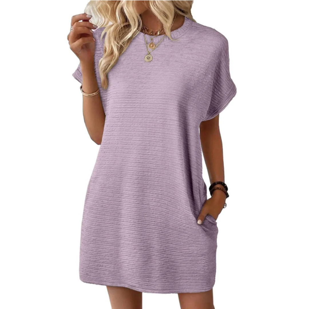 CHERI – CASUAL MINIMALIST ROUND NECK SUMMER DRESS