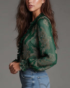 Jasmine™ | V-Neck Ruffle Sleeve Blouse