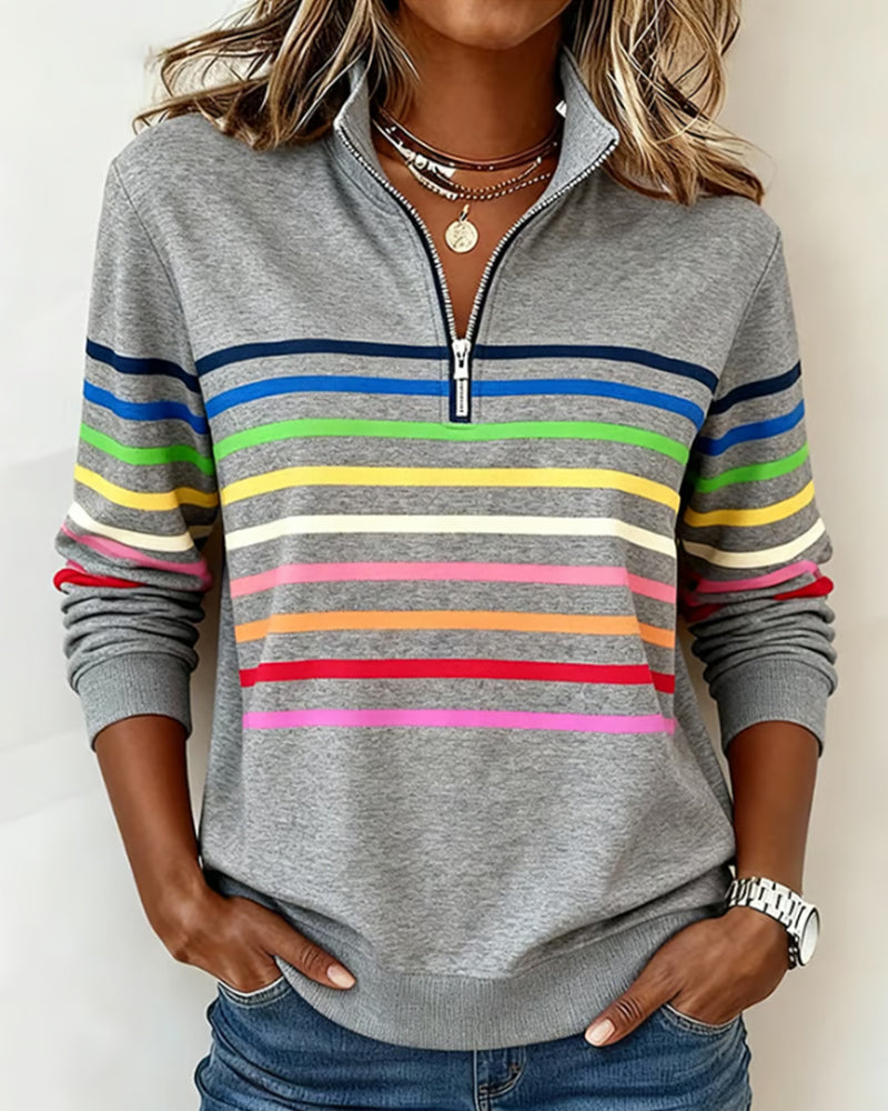 Maya™ | Striped Half-Zip Sweatshirt