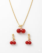 Rouge | Cherry Necklace & Drop Earrings Set