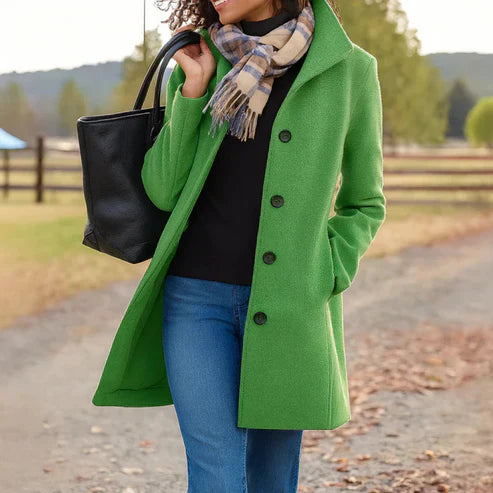 Galyra™ | Classic Buttoned Mid-Length Coat