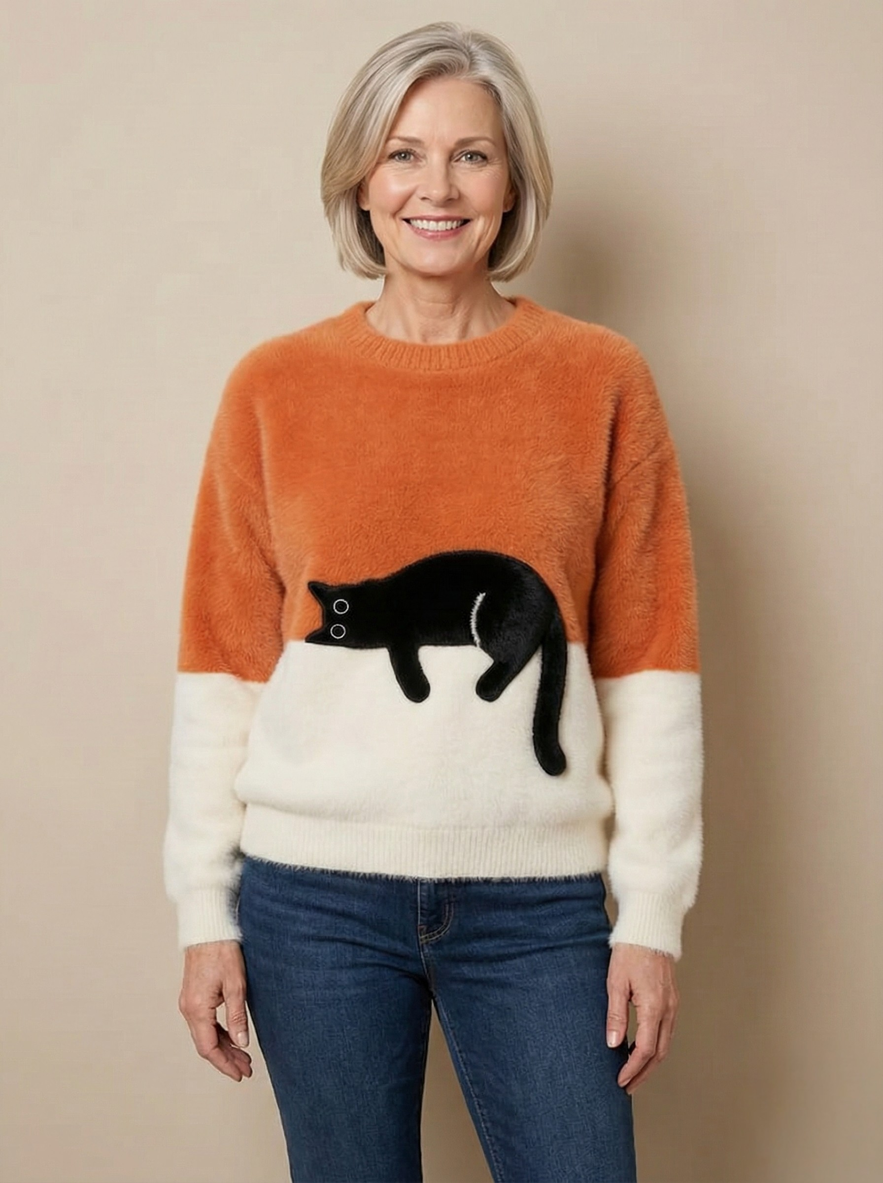 Catherine™ | Sweatshirt With Cat Graphic
