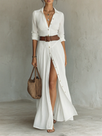 Angie™ | Elegant Maxi Shirt Dress