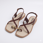 Aurelia | Cross-Strap Gold Accent Sandals