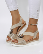 Riviera | Snake Print Wedge Sandal