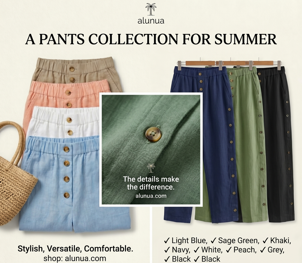 Soleil | Linen Button-Side Trousers