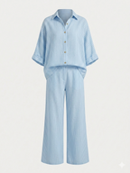 Corsica | Striped Shirt & Wide-Leg Trousers Set