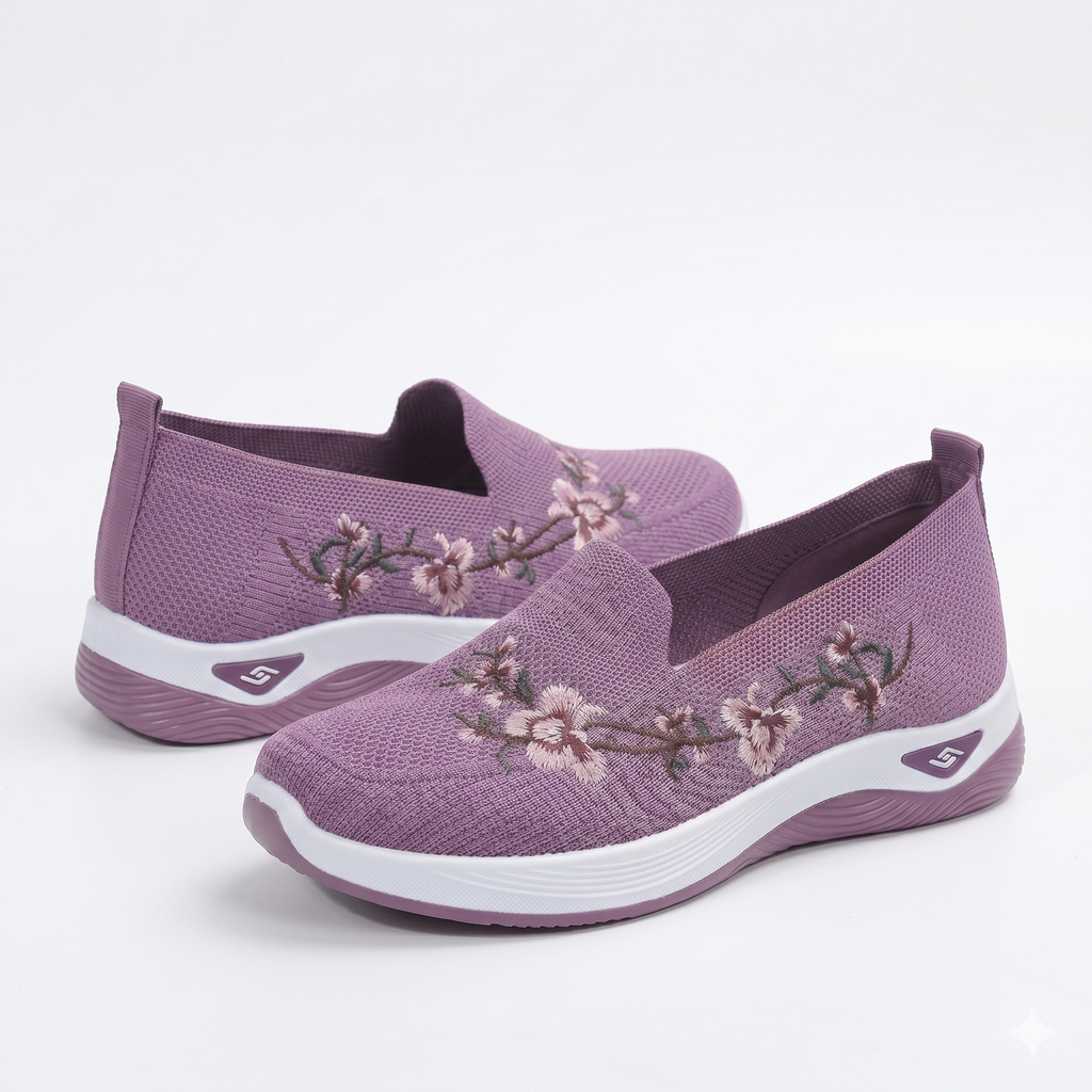 Blossom Breeze | Floral Embroidered Slip-On Platform Sneakers