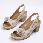 Fleur | Perforated Flower Block Heel Sandals