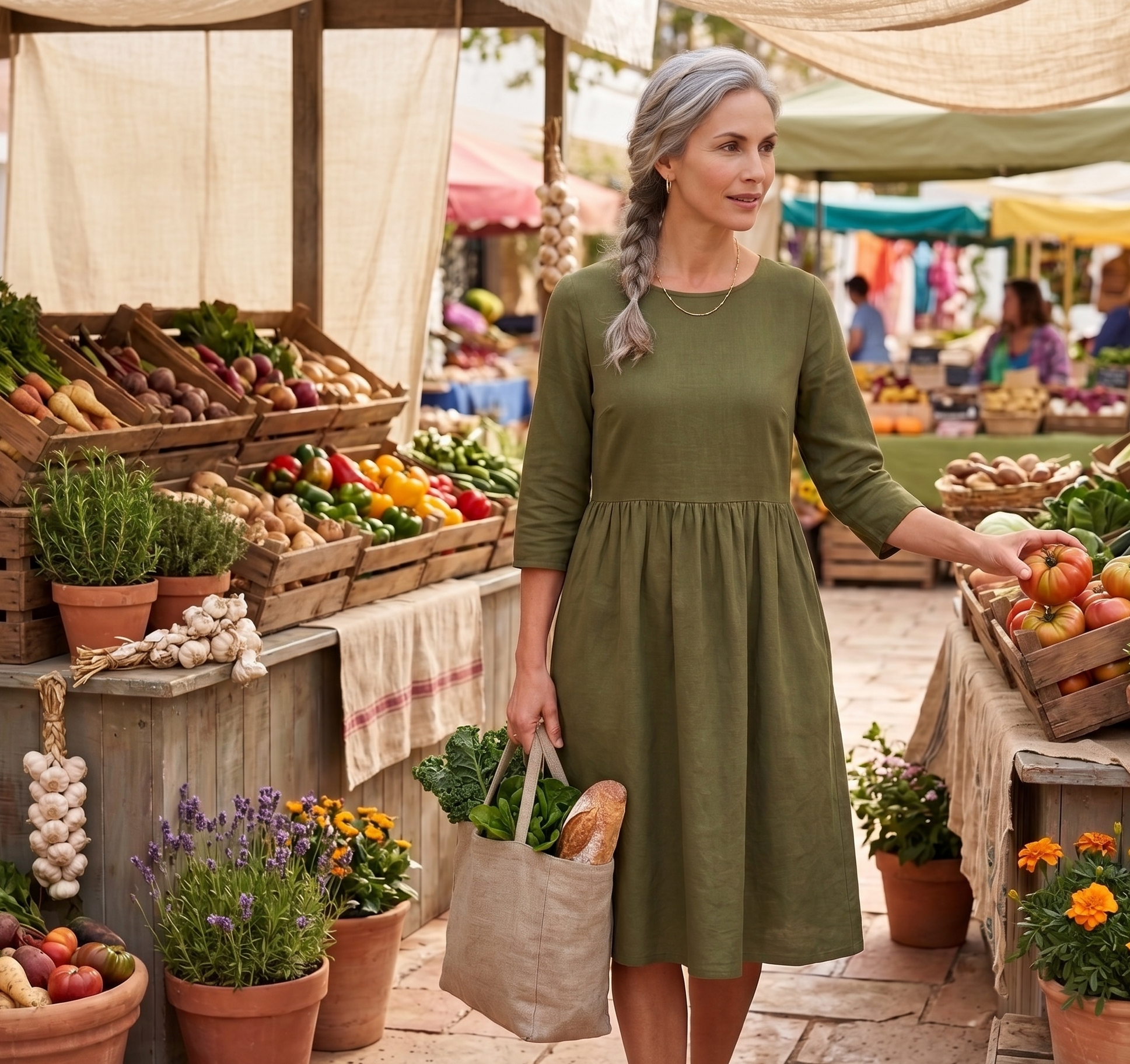 Margot | Linen Smock Maxi Dress