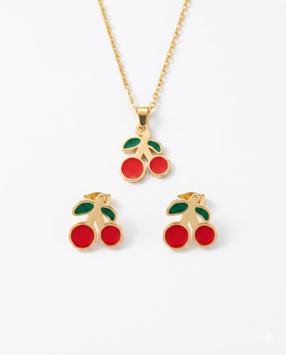 Cerise | Cherry Necklace & Earrings Set