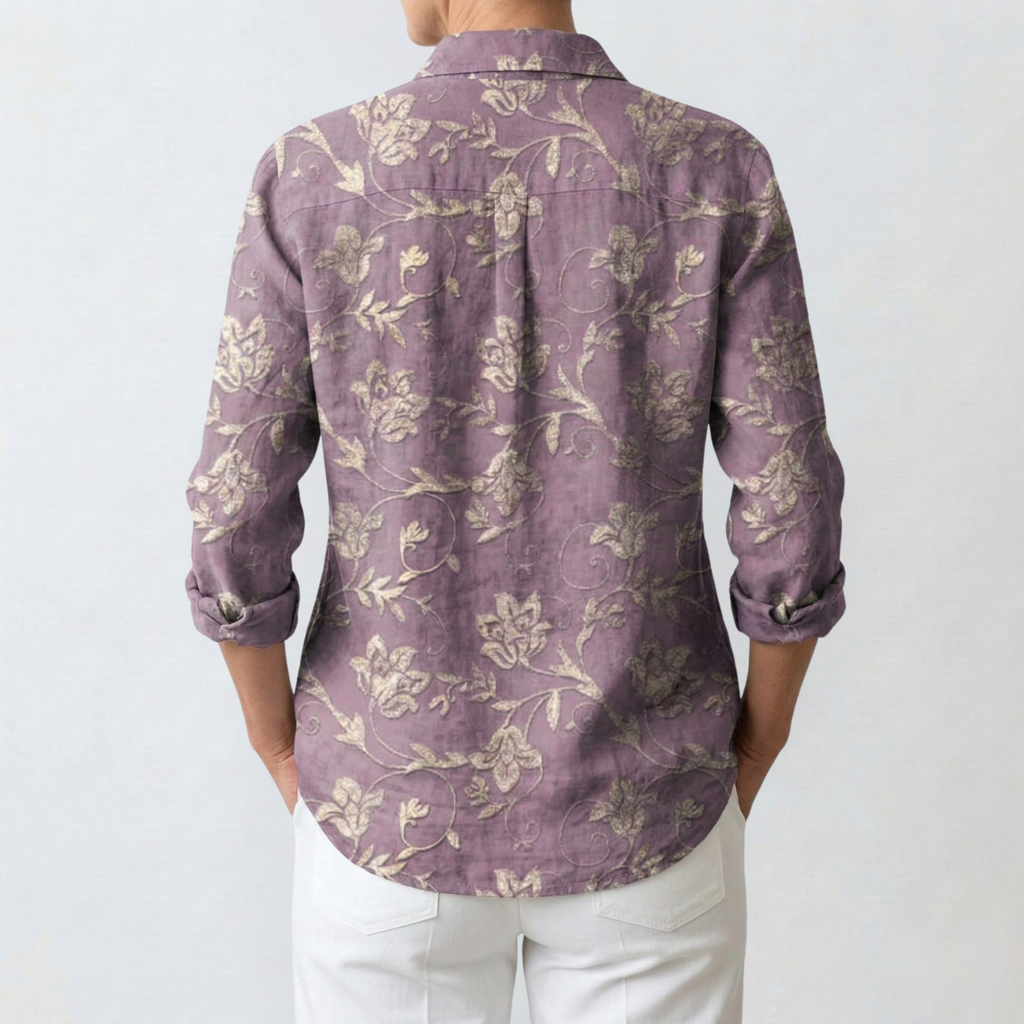 Maya™ | Floral Embroidered Linen Shirt