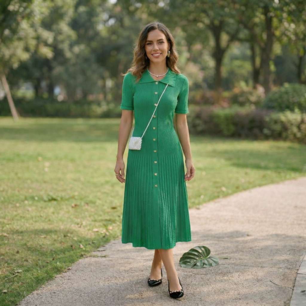 Hailey – Vintage Knit Maxi Shirt Dress