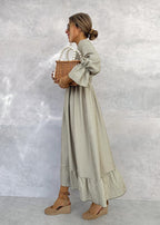 Elona™ | Gingham Midi Dress with Long Sleeves