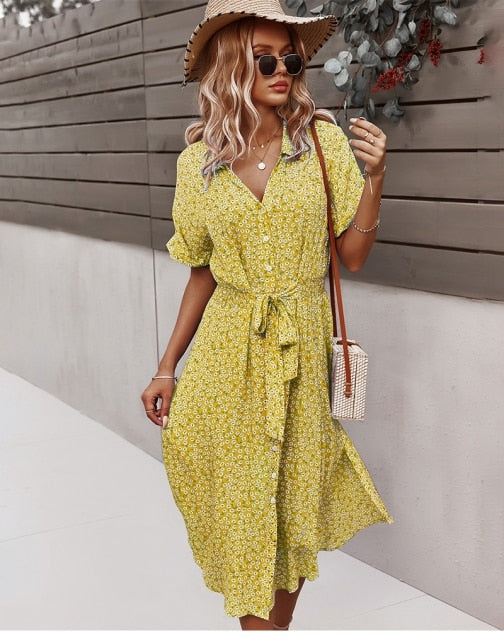 MILA - WOMAN'S MIDI DRESS FLORAL PRINT