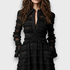 Nerina – Midi Dress with Sheer Fringes