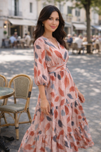 Annabel - Romantic Leaf Print Maxi Dress – Effortless Elegance