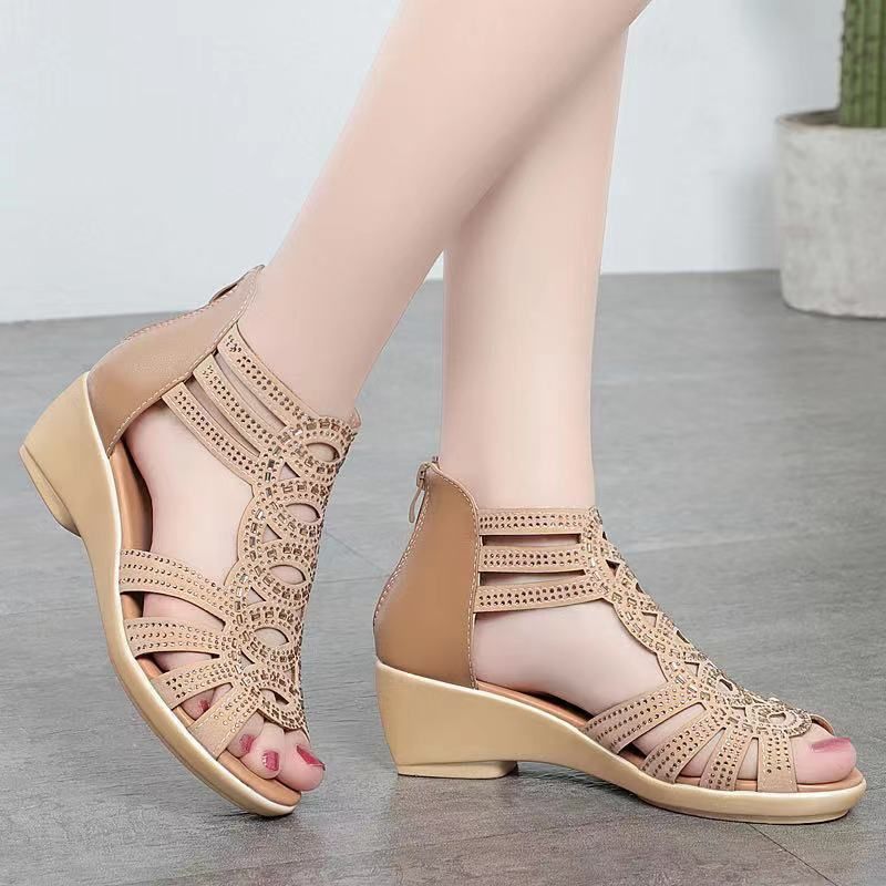 Selene | Rhinestone Cage Wedge Sandals