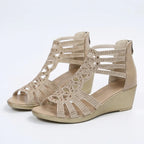 Selene | Rhinestone Cage Wedge Sandals
