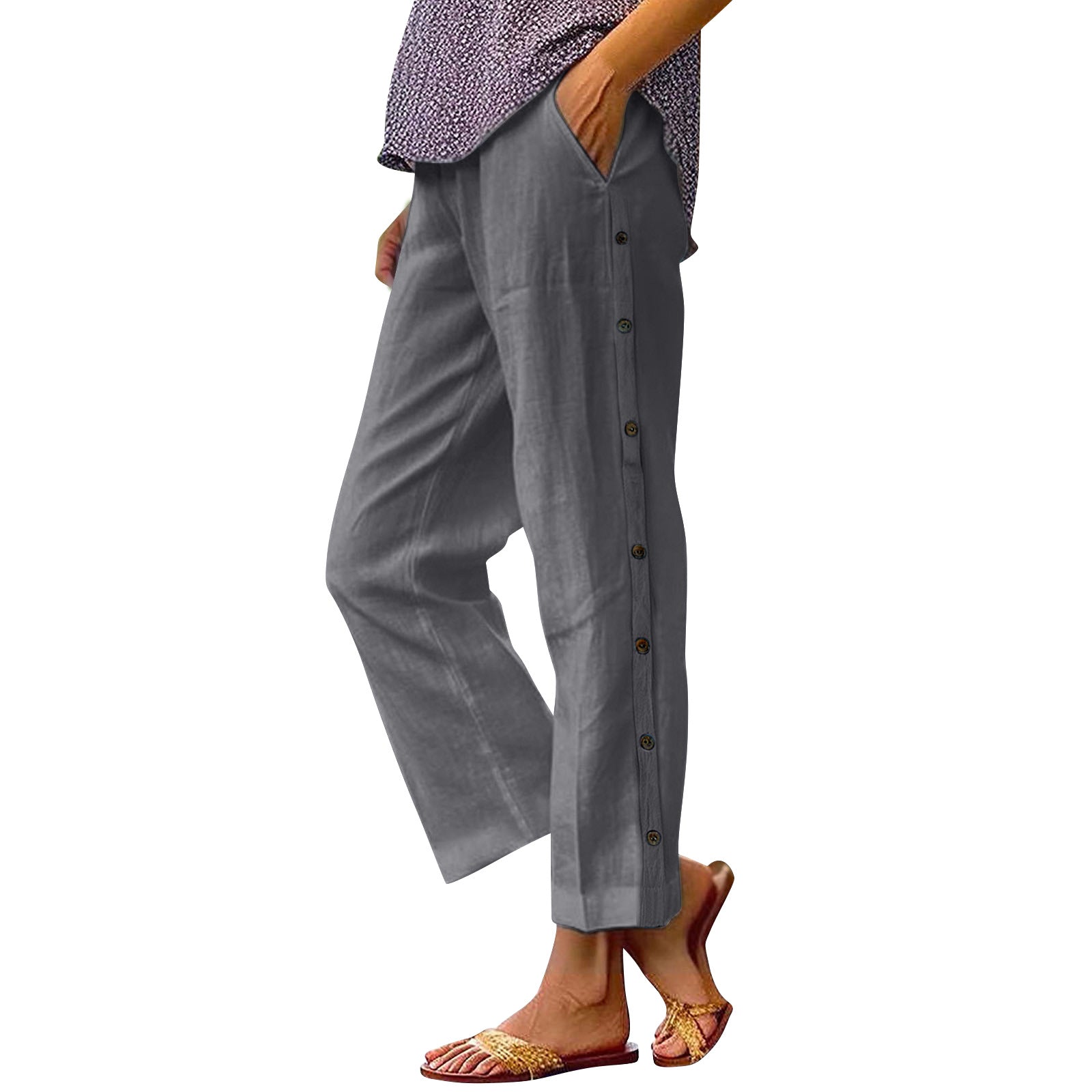 Soleil | Linen Button-Side Trousers