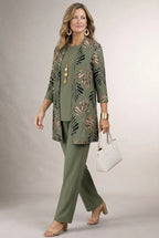 Seraphina | Metallic Palm Print 3-Piece Set