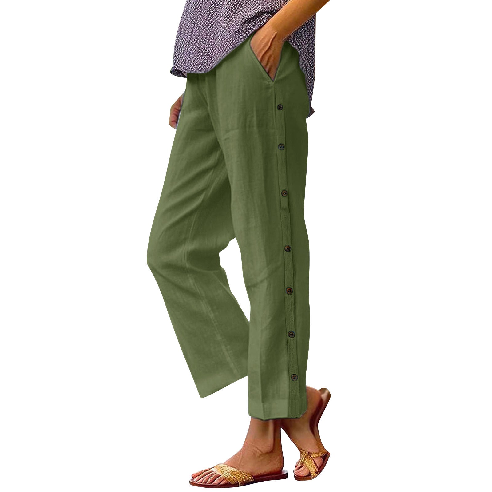 Soleil | Linen Button-Side Trousers