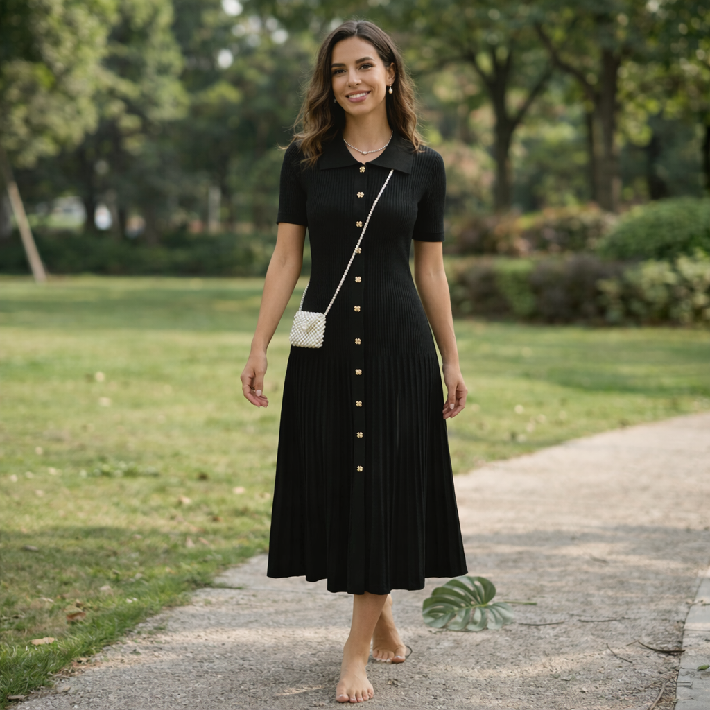 Hailey – Vintage Knit Maxi Shirt Dress
