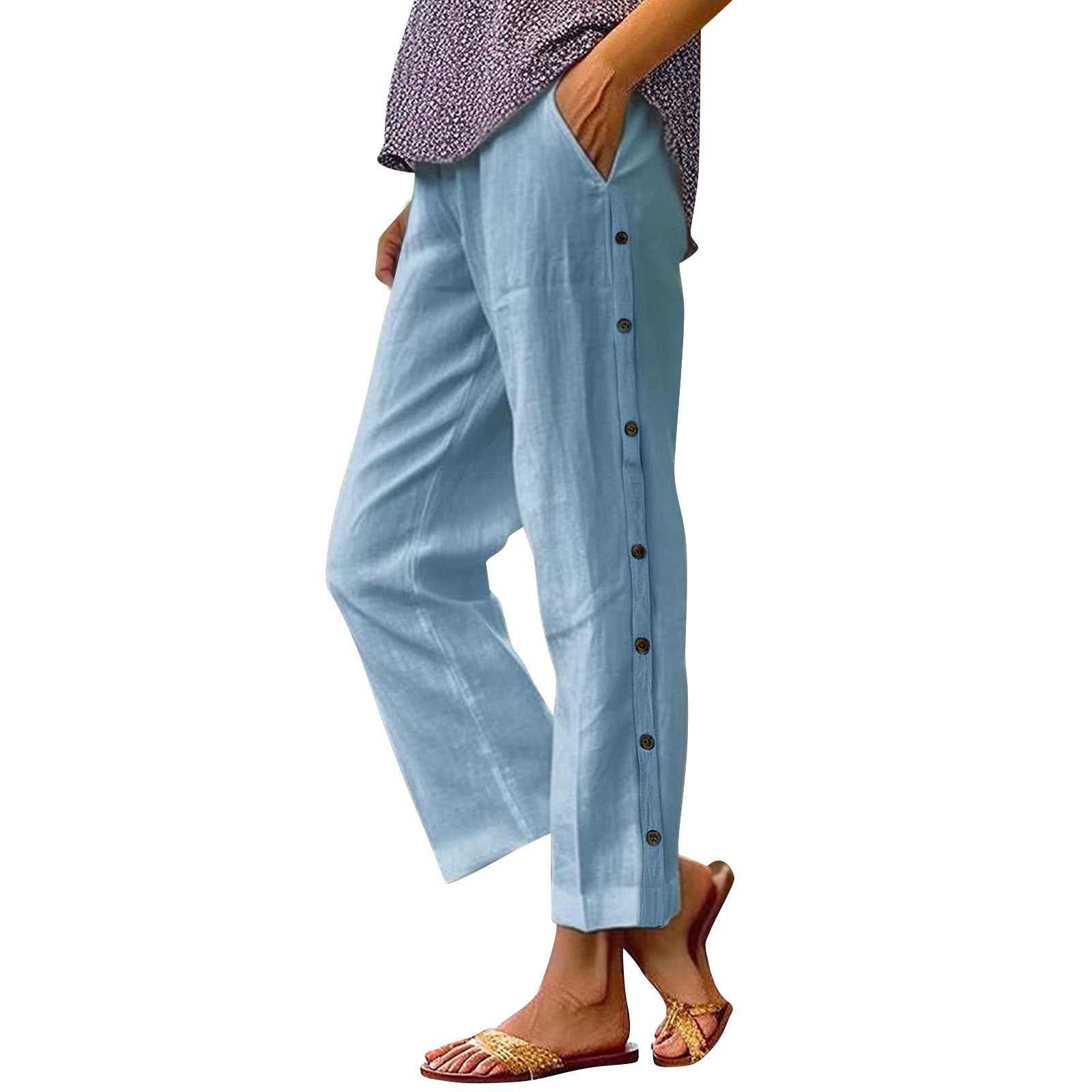 Soleil | Linen Button-Side Trousers